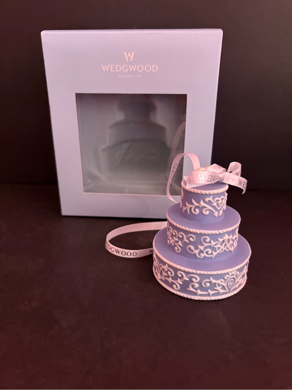 Wedgwood Our First Christmas Wedding Cake Ornament Jasperware - Picture 2 of 8